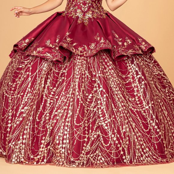 NEW OFF THE SHOULDER SLEEVELESS EMBROIDERED BALL GOWN WITH LACE UP BACK GL3098 - Picture 5 of 13